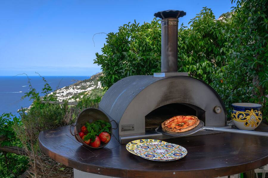 The old oven, and the oven today; a garden picnic, and the old kitchen, still in use.